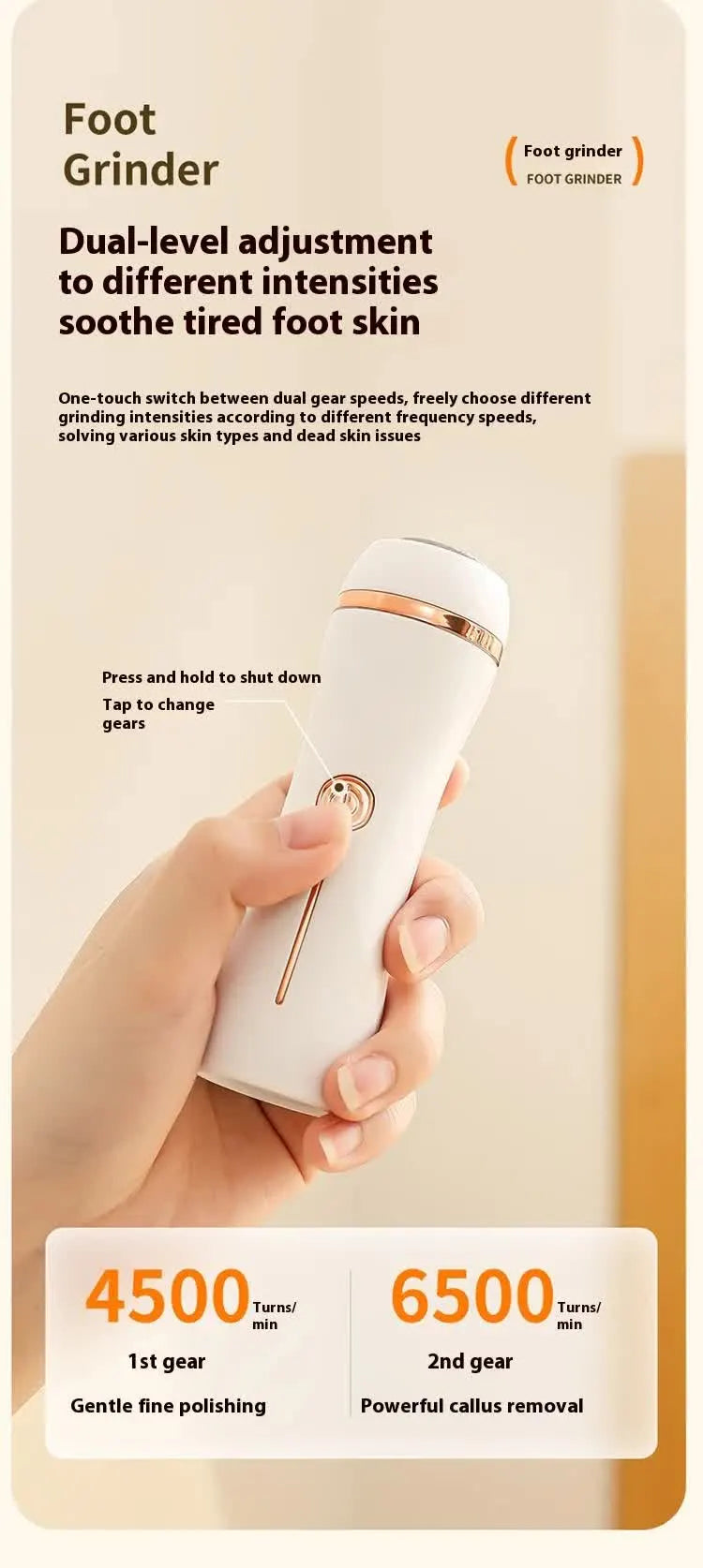 Electric Foot Callus Remover Rechargeable Pedicure Tool with 3 Grinding Heads Portable Dead Skin Exfoliator Peach Pink - Image 8