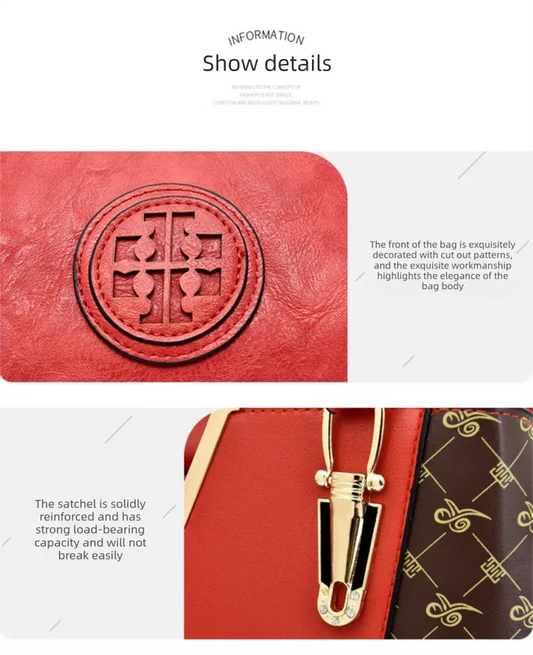 2 PCS Women's Handbag Set PU Leather Tote & Crossbody Purse Fashion Splicing Design Black - Image 2