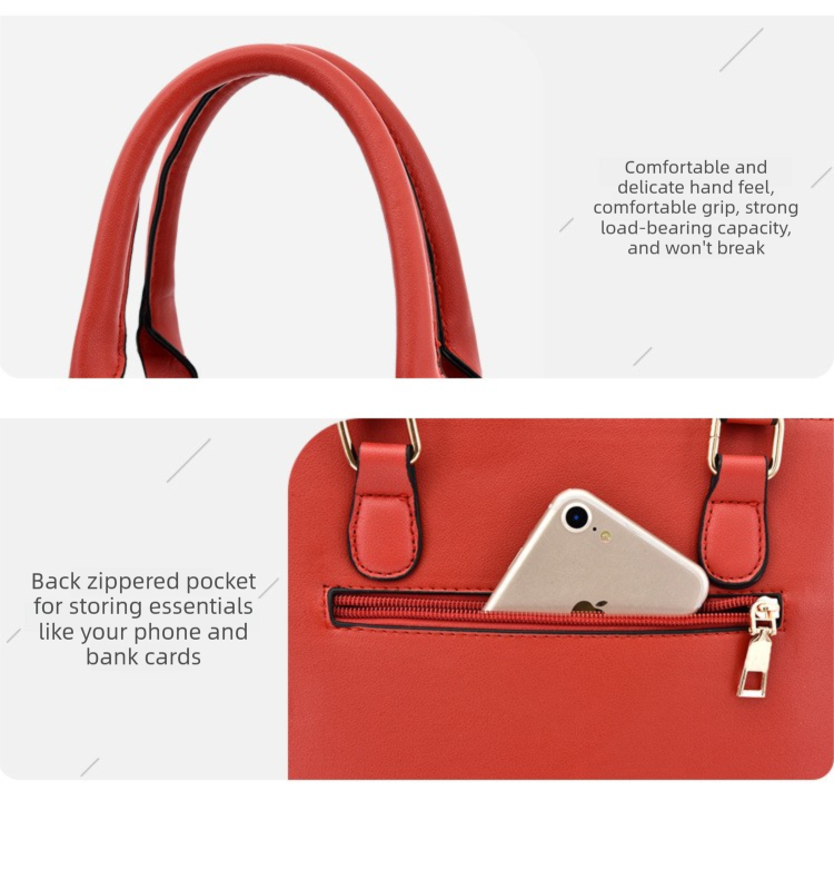 2 PCS Women's Handbag Set PU Leather Tote & Crossbody Purse Fashion Splicing Design Black - Image 5