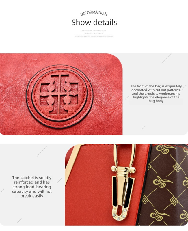 2 PCS Women's Handbag Set PU Leather Tote & Crossbody Purse Fashion Splicing Design Golden - Image 2