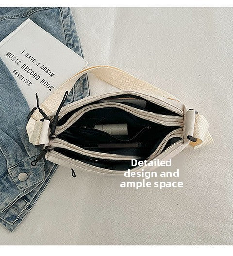 Casual Multi-Pocket Nylon Crossbody Bag Lightweight Shoulder Purse Waterproof Travel Messenger Bag Grey - Image 4