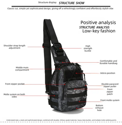 Tactical Sling Bag Men 600D Waterproof Crossbody Backpack MOLLE EDC Shoulder Pack for Hiking Cycling Tan - Image 2
