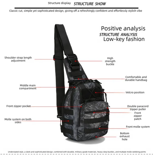 Tactical Sling Bag Men 600D Waterproof Crossbody Backpack MOLLE EDC Shoulder Pack for Hiking Cycling Tan - Image 2