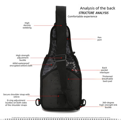 Tactical Sling Bag ACU Camo 600D Waterproof Crossbody Backpack MOLLE EDC Shoulder Pack for Hiking Camping - Image 3