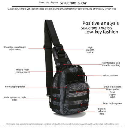 Tactical Sling Bag Multicam CP Pattern 600D Waterproof Crossbody Backpack MOLLE EDC Shoulder Pack - Image 2