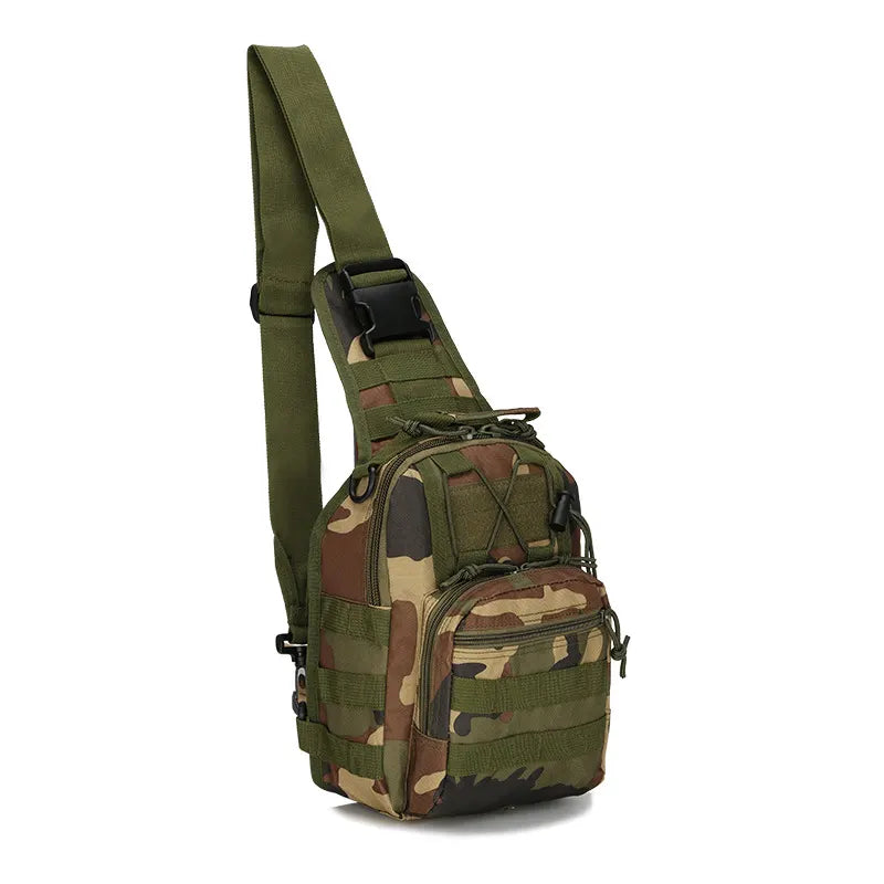 Tactical Sling Bag Jungle Camo 600D Waterproof Crossbody Backpack MOLLE EDC Shoulder Pack for Hiking Outdoor