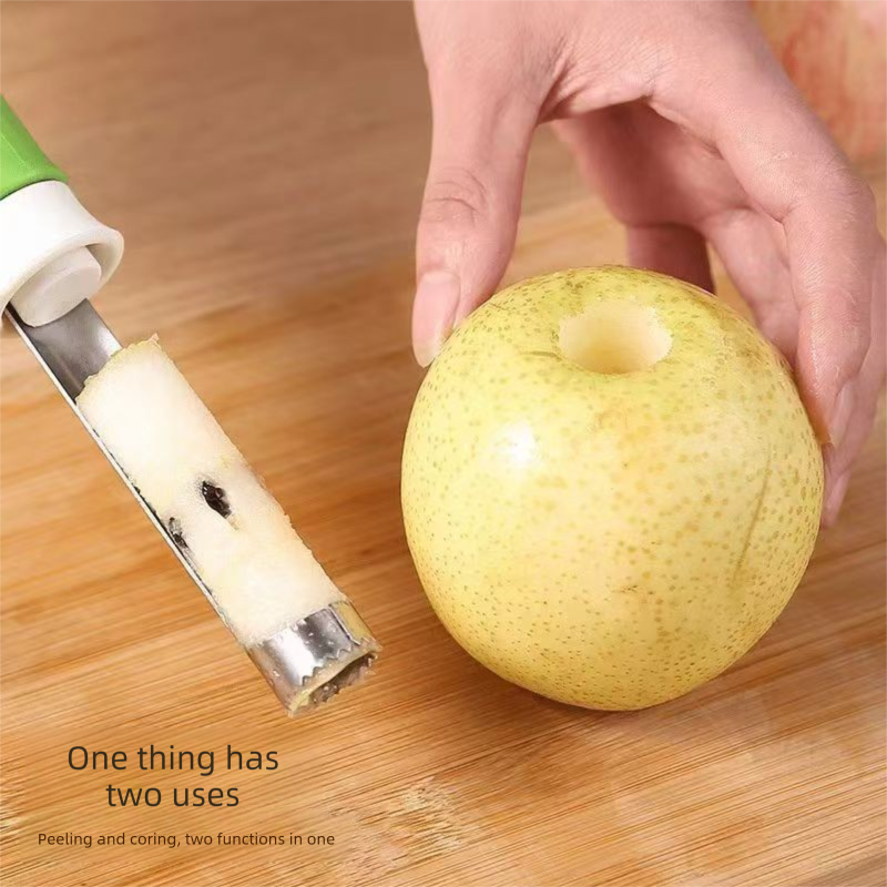 2-in-1 Apple Corer & Peeler Stainless Steel Fruit Prep Tool Kitchen Gadget Red - Image 4