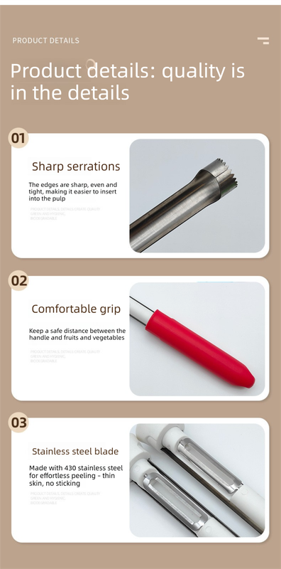 2-in-1 Apple Corer & Peeler Stainless Steel Fruit Prep Tool Kitchen Gadget Red - Image 5