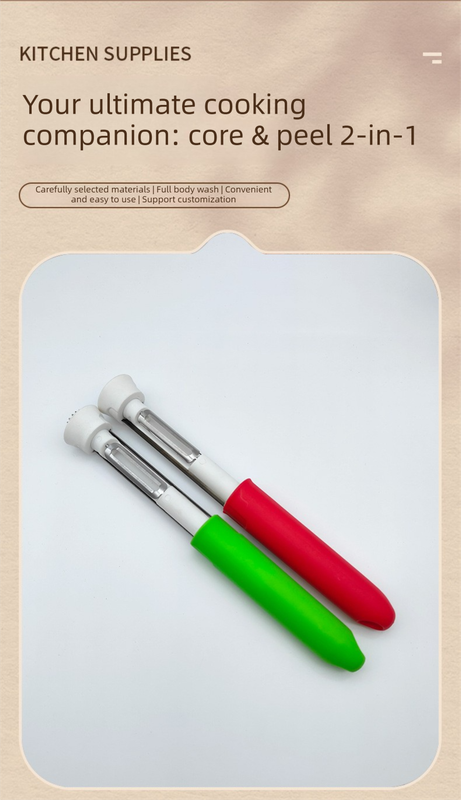 2-in-1 Apple Corer & Peeler Stainless Steel Fruit Prep Tool Kitchen Gadget Green - Image 2