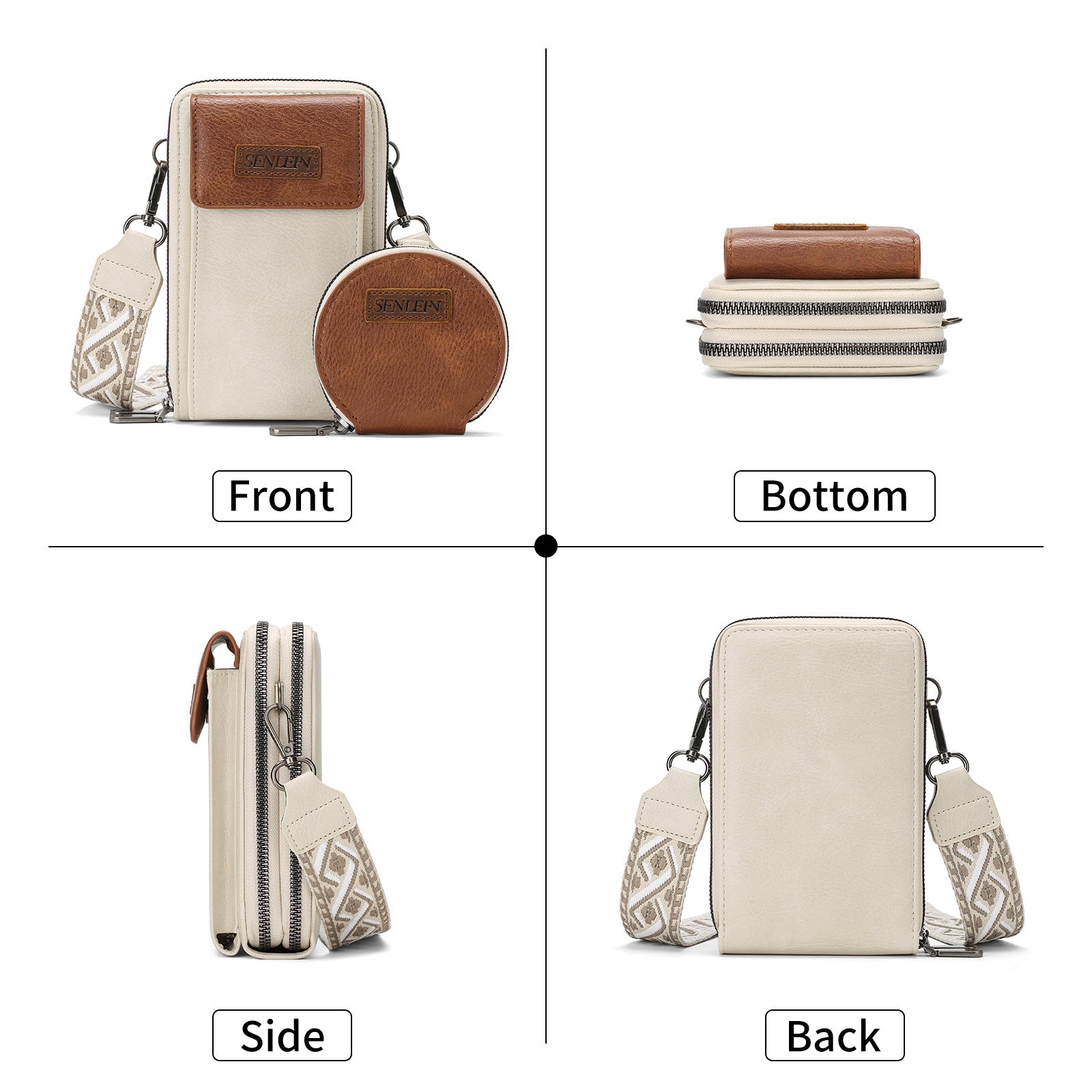 Women's Crossbody Phone Bag with Coin Pouch PU Leather Shoulder Purse Adjustable Wide Strap for Travel & Daily Use Brown - Image 5