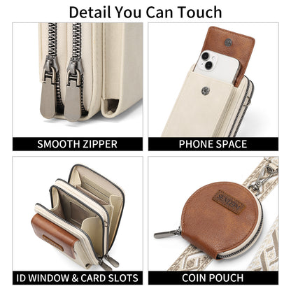 Women's Crossbody Phone Bag with Coin Pouch PU Leather Shoulder Purse Adjustable Wide Strap for Travel & Daily Use Black - Image 3