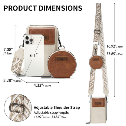 Women's Crossbody Phone Bag with Coin Pouch PU Leather Shoulder Purse Adjustable Wide Strap for Travel & Daily Use Black - Image 4