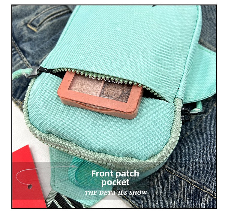 Unisex Mini Nylon Crossbody Sling Bag Chest Pouch Adjustable Wide Strap Lightweight Beige for Travel Sports & Festivals - Image 4