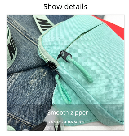 Unisex Mini Nylon Crossbody Sling Bag Chest Pouch Adjustable Wide Strap Lightweight Beige for Travel Sports & Festivals - Image 7