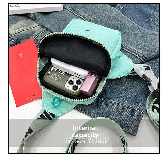 Unisex Mini Nylon Crossbody Sling Bag Chest Pouch Adjustable Wide Strap Lightweight Orange for Travel Sports & Festivals - Image 3