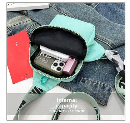 Unisex Mini Nylon Crossbody Sling Bag Chest Pouch Adjustable Wide Strap Lightweight Grey for Travel Sports & Festivals - Image 3