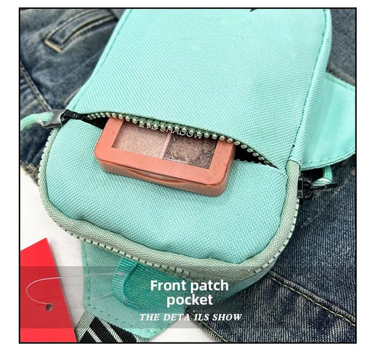 Unisex Mini Nylon Crossbody Sling Bag Chest Pouch Adjustable Wide Strap Lightweight Dark Green for Travel Sports & Festivals - Image 4