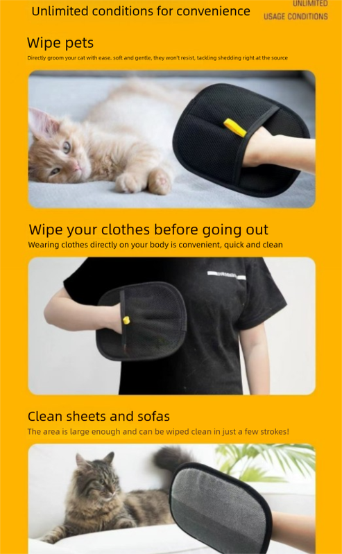 2 PCS Pet Hair Remover Mitt Reusable Static Lint Brush Glove for Cat & Dog Fur Cleaning Furniture Clothes & Bedding - Image 3