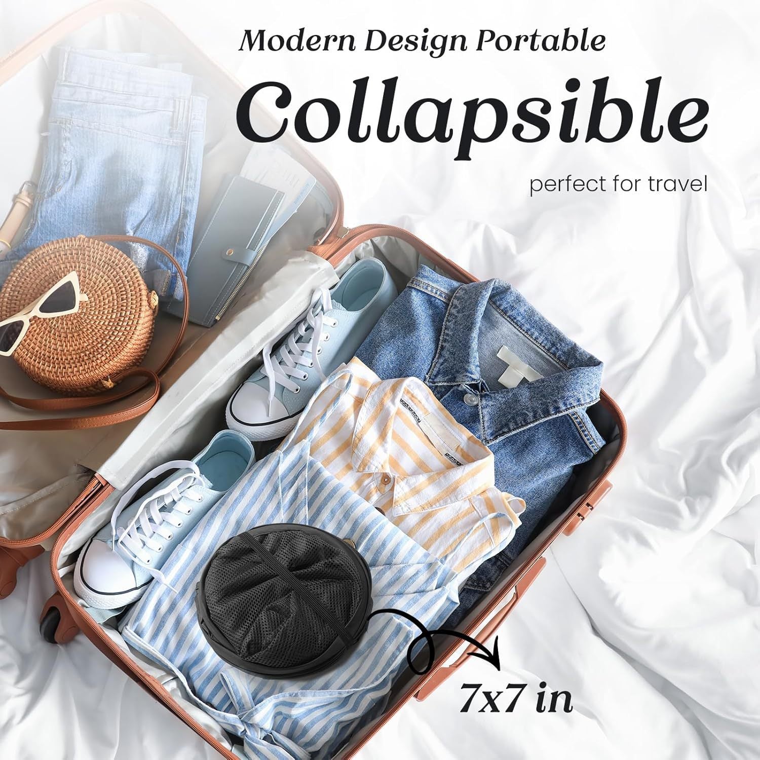 2 PCS Mesh Pop Up Laundry Hamper Collapsible Washing Basket with Side Pocket & Reinforced Handles Portable Dirty Clothes Bin for Dorm Travel & Toy Storage (Green & Red) - Image 7