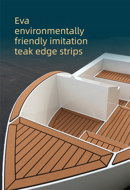 EVA Faux Teak Boat Flooring Border Trim Self Adhesive Marine Decking Strip Non Slip Foam Sheet for Yacht Caravan RV (Dark Brown & Black, 240cm x 5.7cm) - Image 2