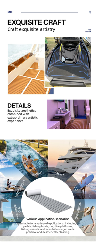 EVA Faux Teak Boat Flooring Sheet Marine Decking Mat Self Adhesive Non Slip Foam for Yacht Caravan & RV (Light Brown & White, 240cm x 45cm) - Image 4