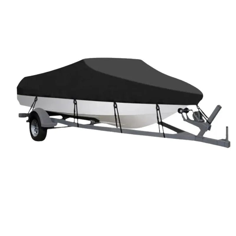 14-16ft Waterproof Boat Cover Trailerable V-Hull Runabout UV Resistant Marine Grade Storage Tarp with Straps (Black, 530cm x 290cm)