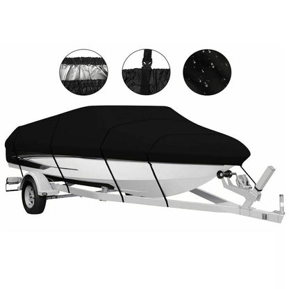 16-18ft Waterproof Boat Cover Trailerable V-Hull Runabout UV Resistant Marine Grade Storage Tarpaulin with Straps (Black, 570cm x 300cm) - Image 6