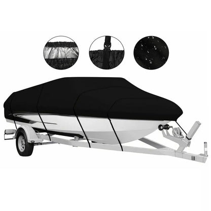 16-18ft Waterproof Boat Cover Trailerable V-Hull Runabout UV Resistant Marine Grade Storage Tarpaulin with Straps (Black, 570cm x 300cm) - Image 6
