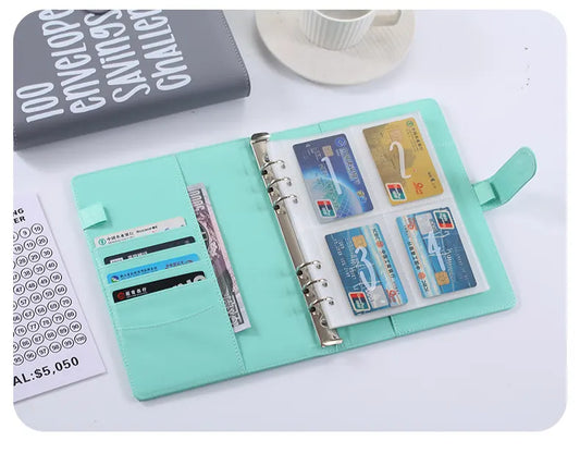 100 Envelope Savings Challenge Binder A5 Budget Planner Book PU Leather Cash Stuffing Money Organiser with Magnetic Closure & Tracker (Purple) - Image 5