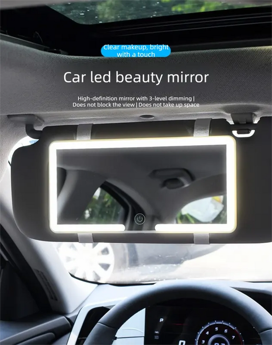 Car Visor Vanity Mirror with LED Lights Rechargeable Ultra-Thin Sun Visor Makeup Mirror 3 Light Modes Touch Control (White) - Image 2