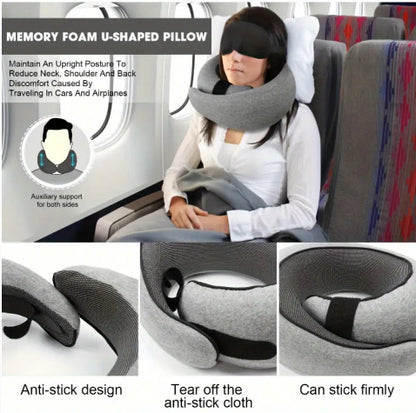 Memory Foam Travel Neck Pillow 360 Support Adjustable Snail Shape Chin Rest for Long Haul Flights Car & Office Portable with Storage Bag (Grey) - Image 8