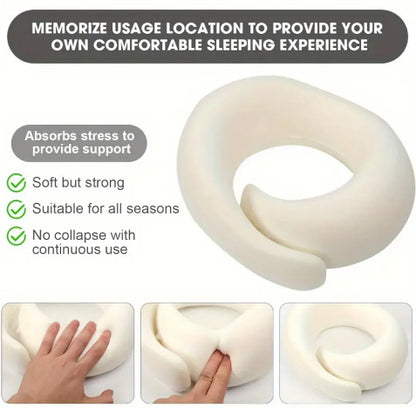 Memory Foam Travel Neck Pillow 360 Support Adjustable Snail Shape Chin Rest for Long Haul Flights Car & Office Portable with Storage Bag (Pink) - Image 3