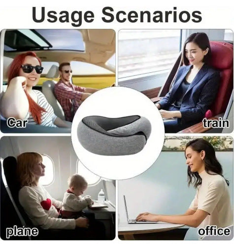 Memory Foam Travel Neck Pillow 360 Support Adjustable Snail Shape Chin Rest for Long Haul Flights Car & Office Portable with Storage Bag (Pink) - Image 6
