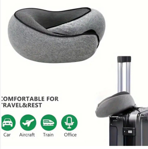 Memory Foam Travel Neck Pillow 360 Support Adjustable Snail Shape Chin Rest for Long Haul Flights Car & Office Portable with Storage Bag (Pink) - Image 7