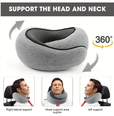 Memory Foam Travel Neck Pillow 360 Support Adjustable Snail Shape Chin Rest for Long Haul Flights Car & Office Portable with Storage Bag (Pink) - Image 9