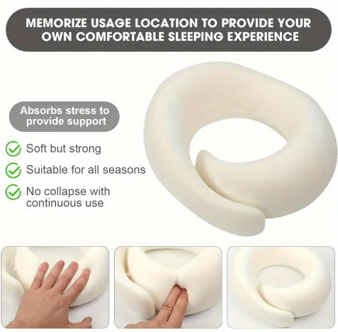 Memory Foam Travel Neck Pillow 360 Support Adjustable Snail Shape Chin Rest for Long Haul Flights Car & Office Portable with Storage Bag (Navy Blue) - Image 3