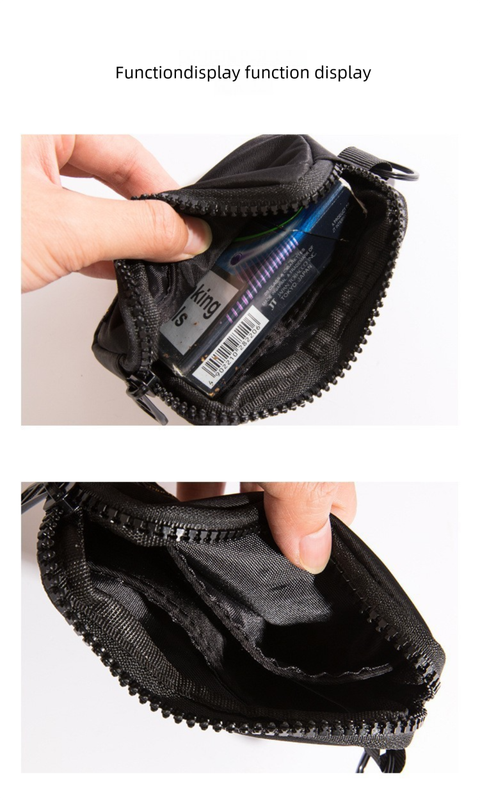 Small Nylon Coin Purse Zip Wallet Waterproof Mini Pouch Key Card Holder Lightweight EDC Organizer Grey (12x9cm) - Image 2