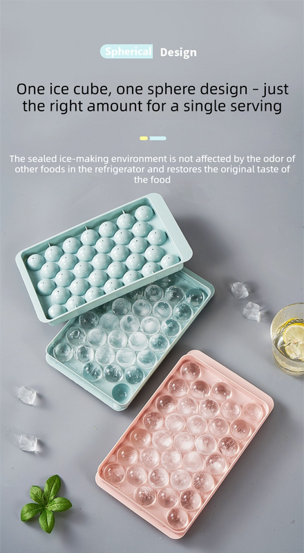 2 PCS Round Ice Cube Trays with Lids 14 Cavity Sphere Ice Ball Maker Mould Stackable Hard Plastic Easy Release for Whiskey Cocktails Blue - Image 4