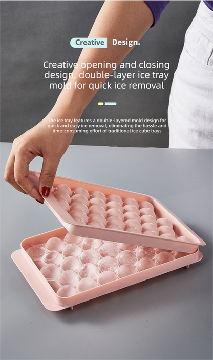 2 PCS Round Ice Cube Trays with Lids 14 Cavity Sphere Ice Ball Maker Mould Stackable Hard Plastic Easy Release for Whiskey Cocktails Blue - Image 6
