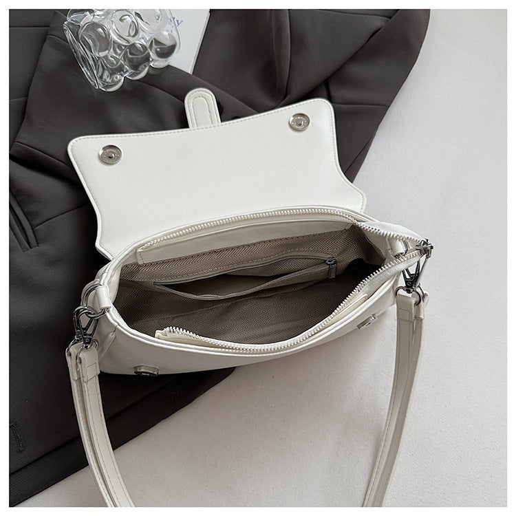 Womens Classic Baguette Shoulder Bag Soft PU Leather Underarm Purse with Adjustable Strap Crossbody Handbag Minimalist 90s Style Black - Image 2