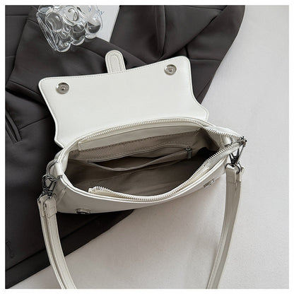 Womens Classic Baguette Shoulder Bag Soft PU Leather Underarm Purse with Adjustable Strap Crossbody Handbag Minimalist 90s Style Black - Image 2