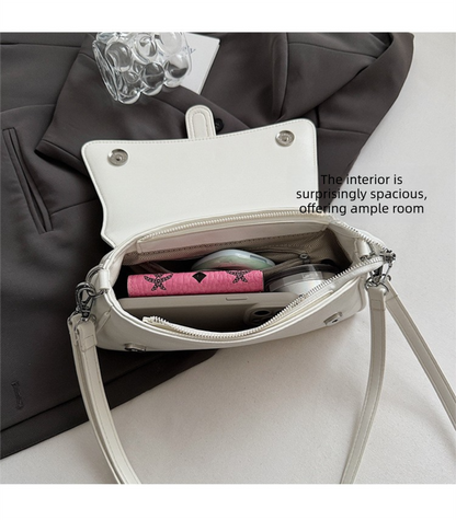 Womens Classic Baguette Shoulder Bag Soft PU Leather Underarm Purse with Adjustable Strap Crossbody Handbag Minimalist 90s Style Black - Image 4