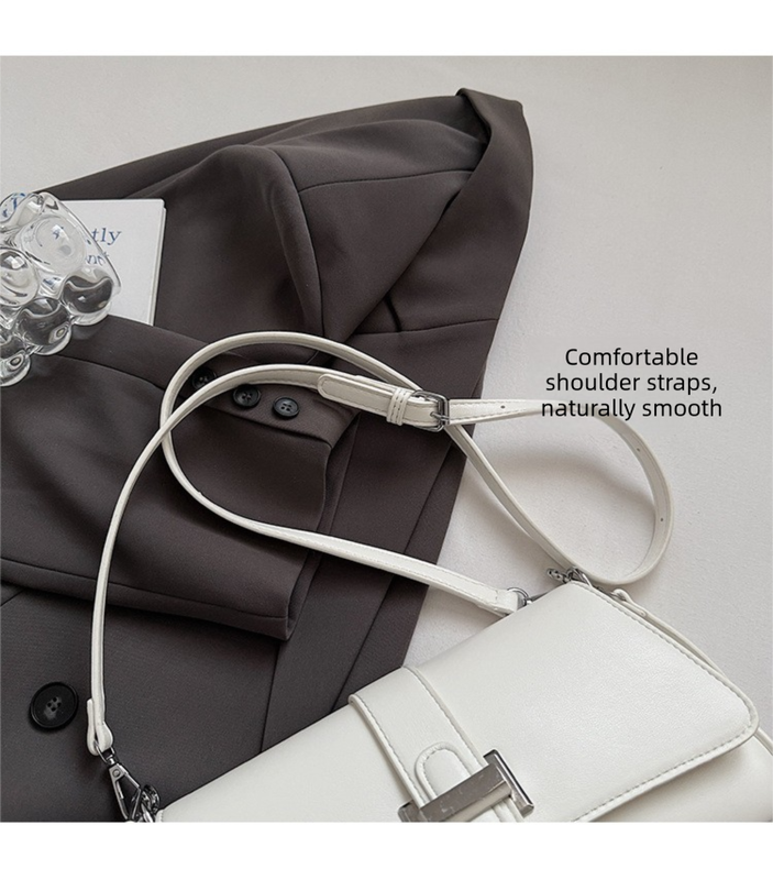 Womens Classic Baguette Shoulder Bag Soft PU Leather Underarm Purse with Adjustable Strap Crossbody Handbag Minimalist 90s Style Black - Image 6