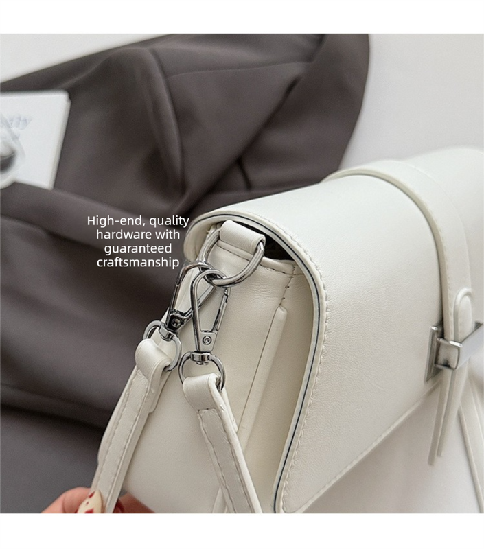 Womens Classic Baguette Shoulder Bag Soft PU Leather Underarm Purse with Adjustable Strap Crossbody Handbag Minimalist 90s Style White - Image 7