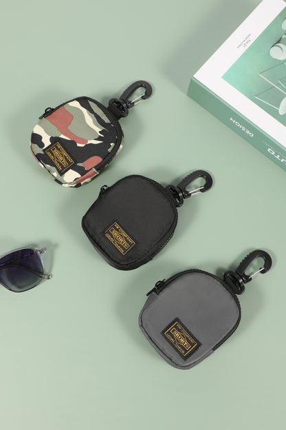 3 PCS Tactical Mini Pouch Set with Carabiner Clip Camo Black Grey Small Coin Purse Zipper Wallet for Keys Earbuds Cards Outdoor EDC