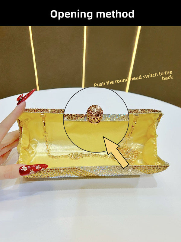 Luxury Green Crystal Evening Clutch Bag Gradient Rhinestone Hard Case Purse with Detachable Chain for Wedding Prom Cocktail Party Fits Smartphone - Image 6