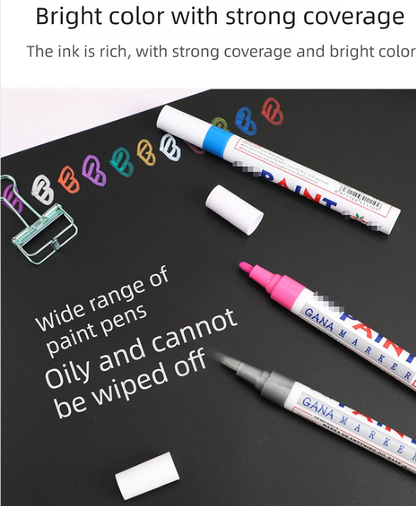 12 Colour Oil Based Paint Marker Pens Set 3.0mm Medium Tip Waterproof Permanent Ink for Rock Painting Metal Glass Rubber Tyres Wood DIY Art - Image 4