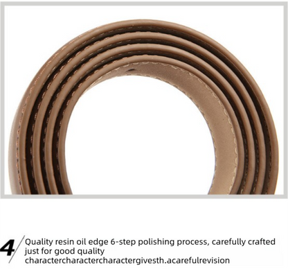 Women's Genuine Leather Thin Belt 2.3cm Width Minimalist Gold D-Shaped Buckle Casual Waist Strap for Jeans Dresses Black 105cm - Image 6