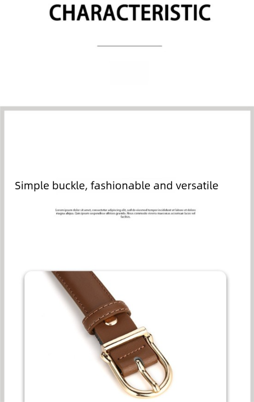 Women's Genuine Leather Thin Belt 2.3cm Width Minimalist Gold D-Shaped Buckle Casual Waist Strap for Jeans Dresses Camel 105cm - Image 2