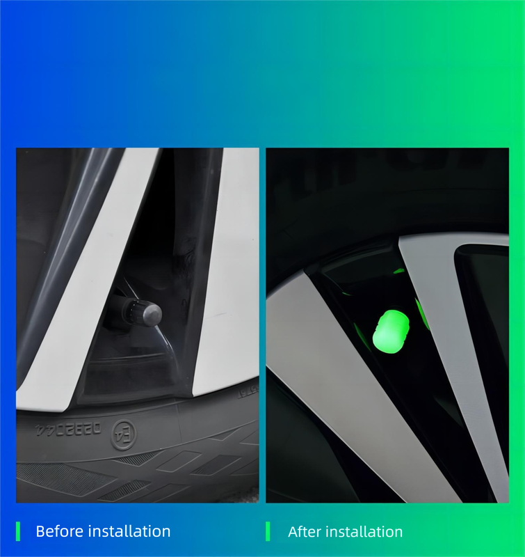 2 Packs of 4 Green Luminous Tyre Valve Caps Glow in The Dark Universal Wheel Air Dust Covers for Cars Bikes Motorcycles Scooters One-Piece Design - Image 6